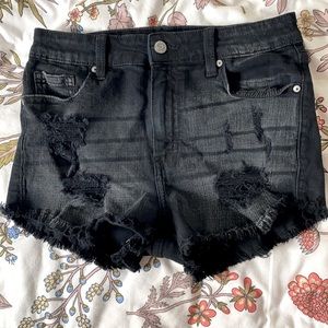 Eunina Black Cut Off High Rise Shorts